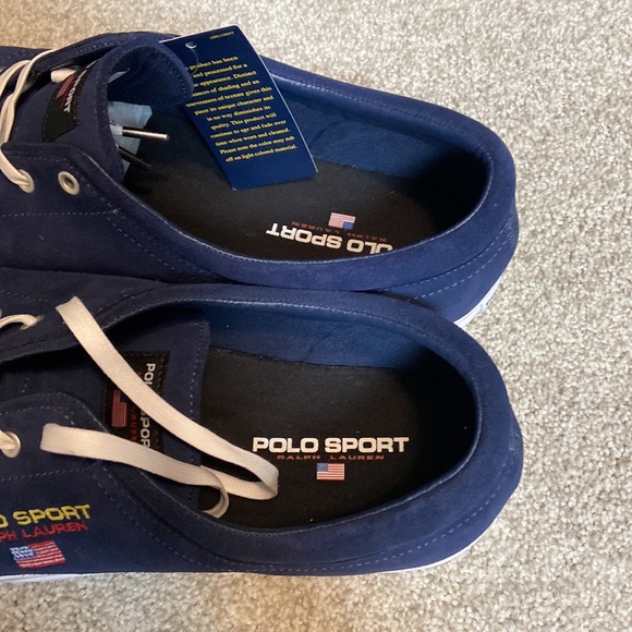 NEW IN BOX Ralph Lauren Polo Sport Skate Sneakers 15D Blue Suede - Picture 4 of 8